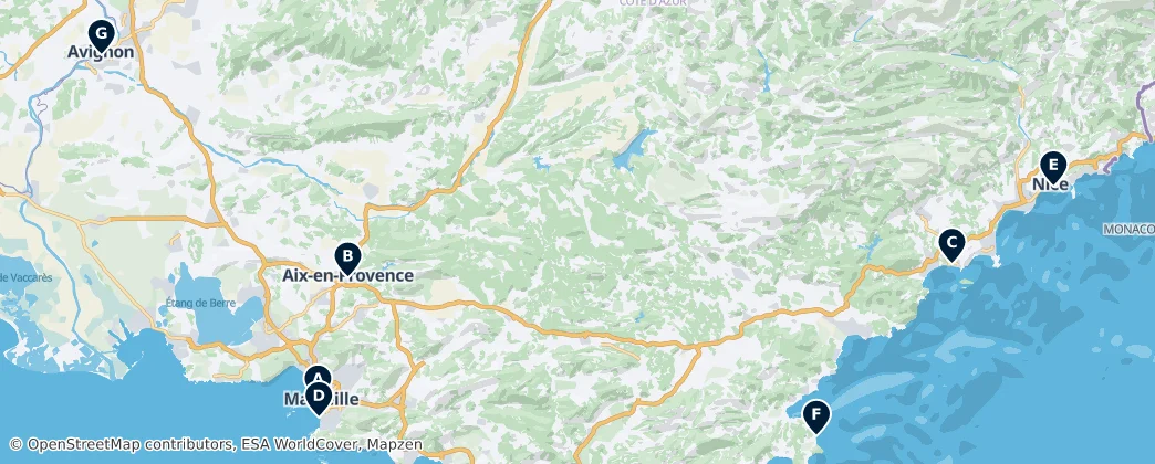 Map of Provence-Alpes-Côte d'Azur