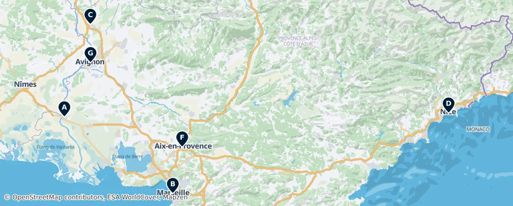 Map of Provence-Alpes-Côte d'Azur
