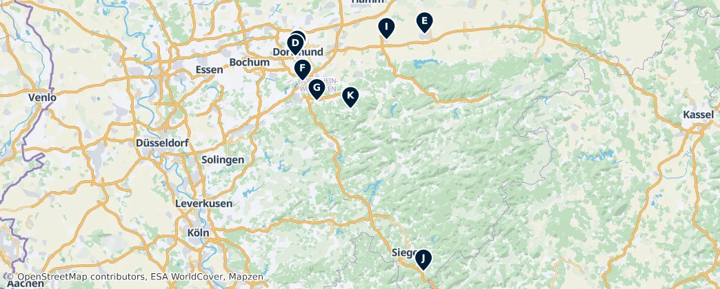 Map of Regierungsbezirk Arnsberg