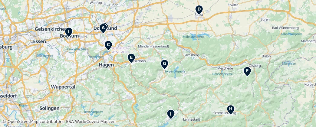 Map of Regierungsbezirk Arnsberg