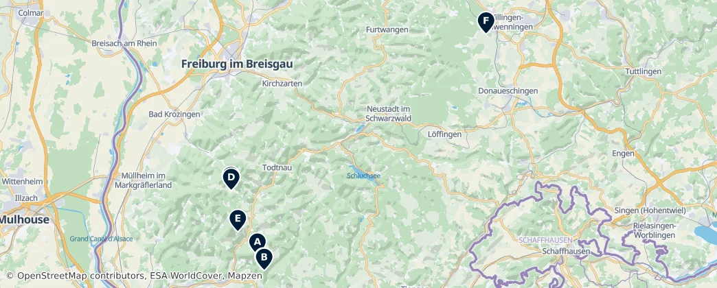 Map of Regierungsbezirk Freiburg