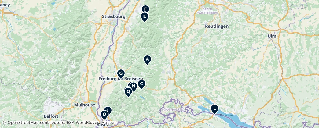 Map of Regierungsbezirk Freiburg