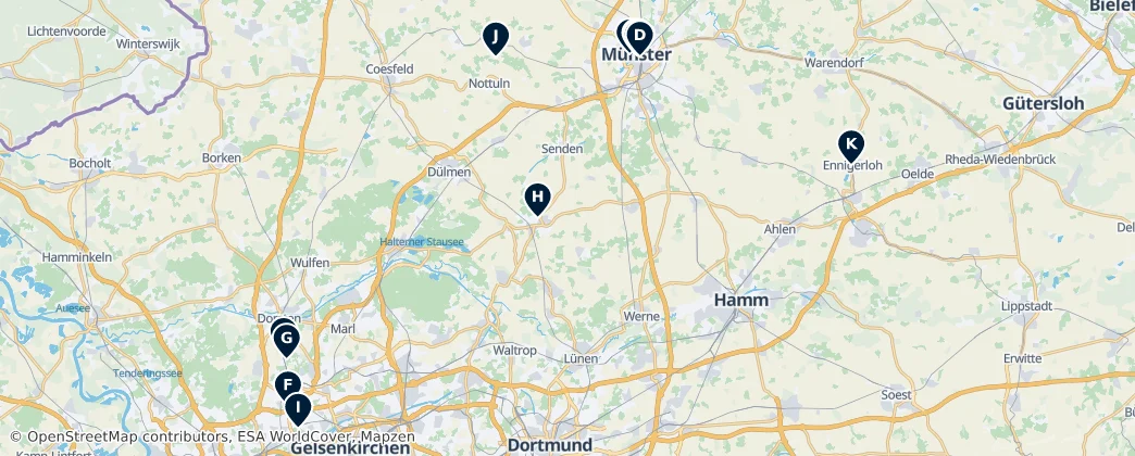 Map of Regierungsbezirk Münster