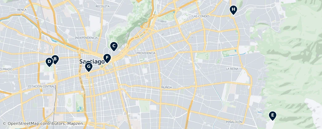 Map of Santiago Metropolitan bölgesi