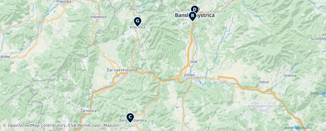 Map of Banskobystrický kraj
