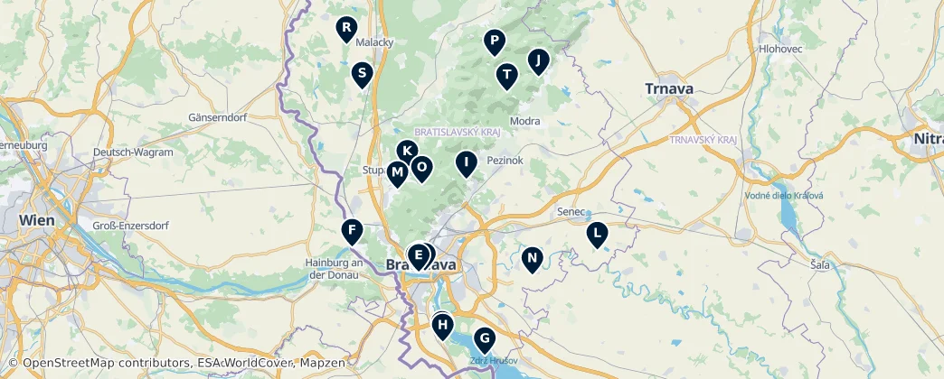 Map of Bratislava Bölgesi