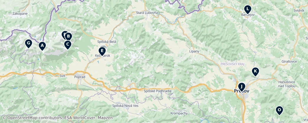 Map of Prešovský kraj