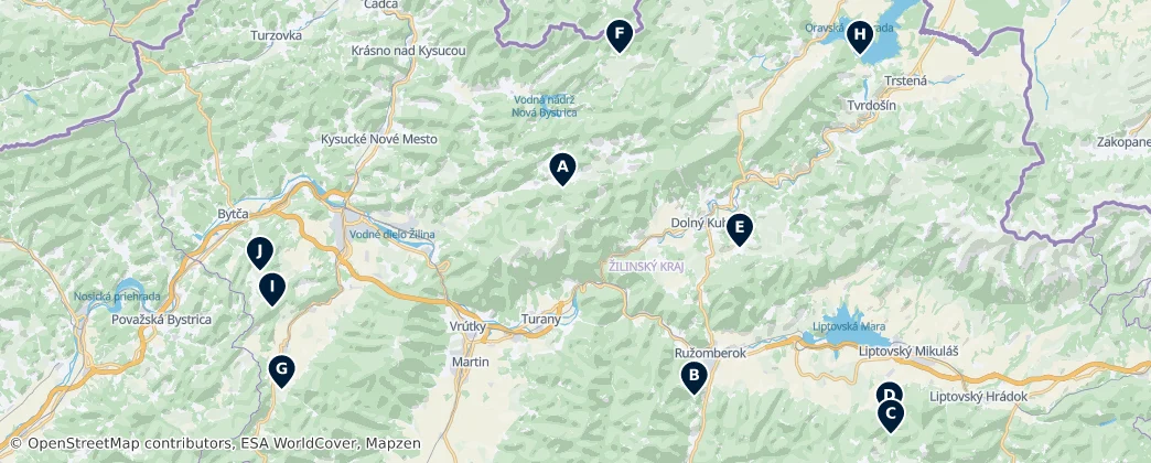 Map of Žilina Bölgesi