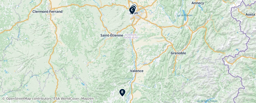 Map of Rhône-Alpes