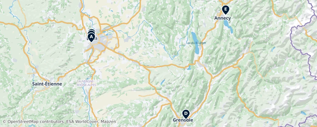 Map of Rhône-Alpes