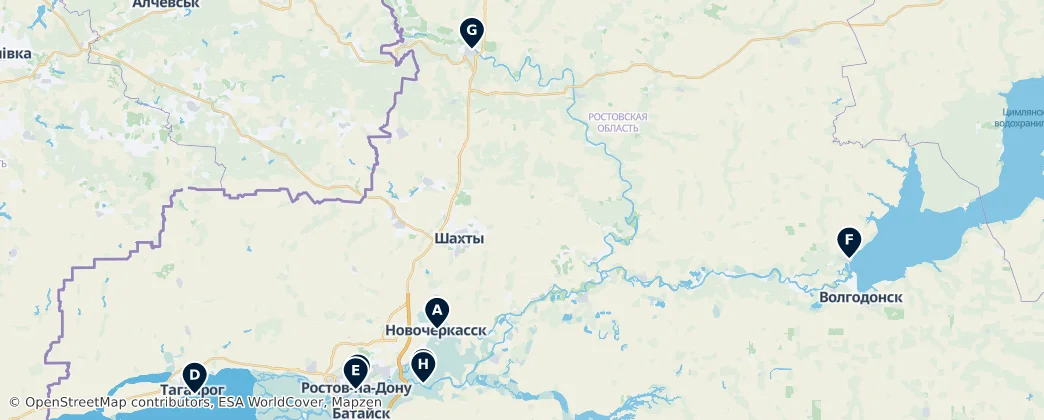 Map of Rostov Oblastı