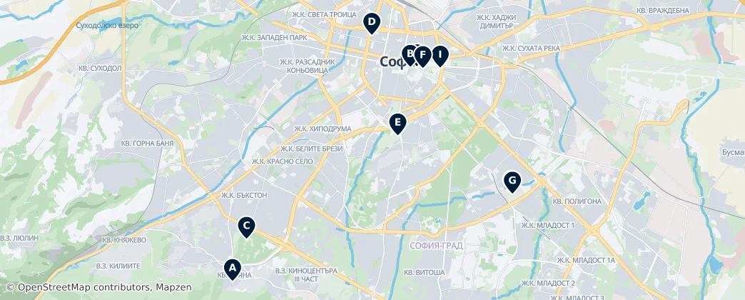 Map of Sofia City Province