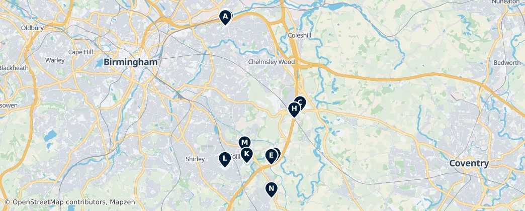 Map of Solihull