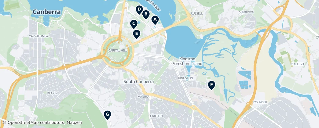 Map of South Canberra