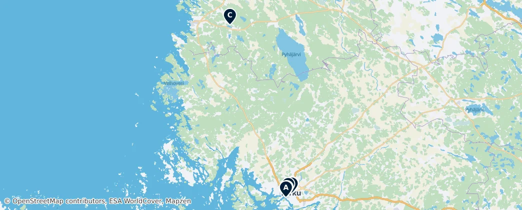 Map of South-Western Finland
