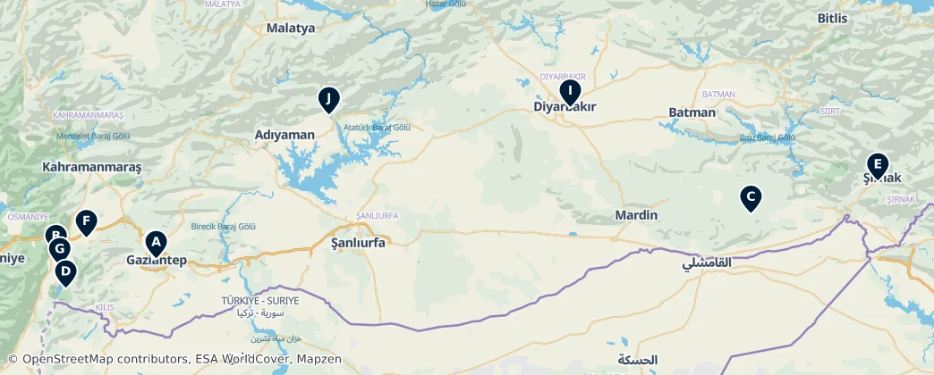 Map of Güneydoğu Anadolu Bölgesi