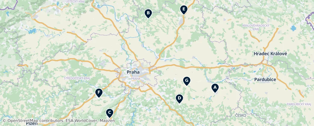 Map of Merkez Bohemya ili