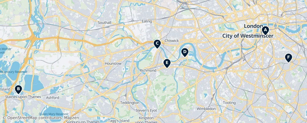 Map of Surrey