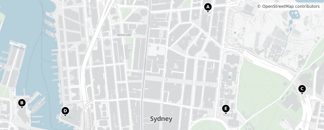 Map of Sydney central business district