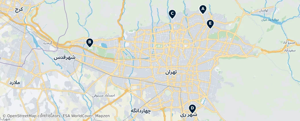 Map of Tahran Eyaleti