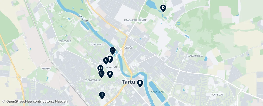 Map of Tartu