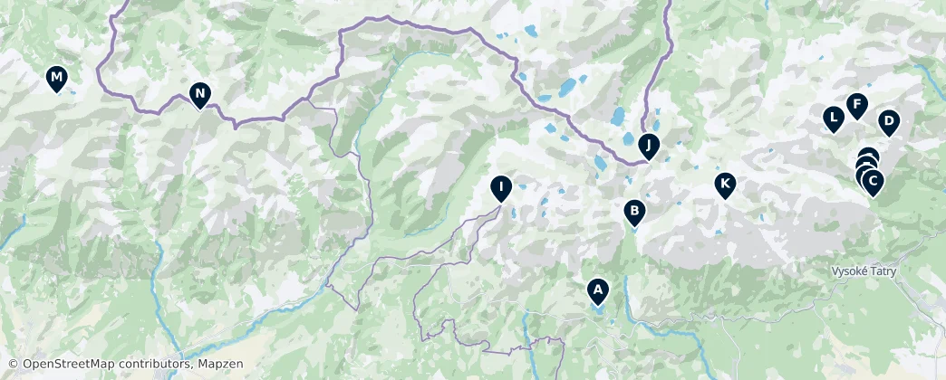 Map of Tatra National Park
