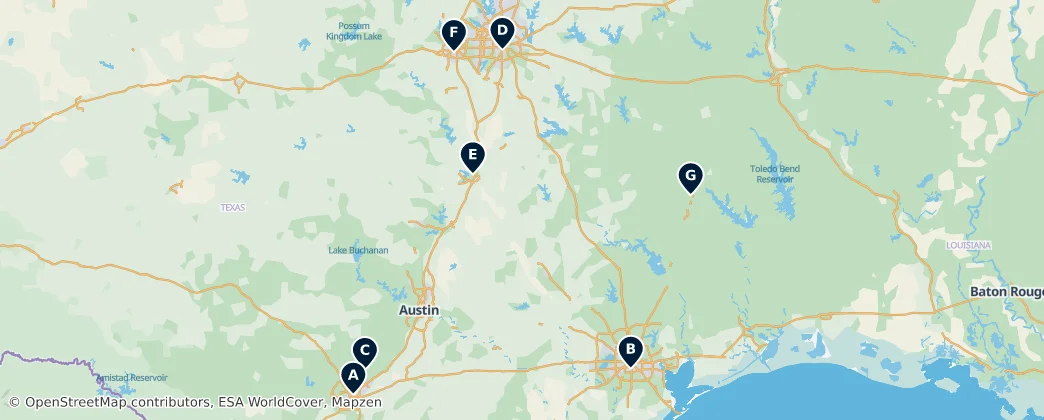 Map of Teksas