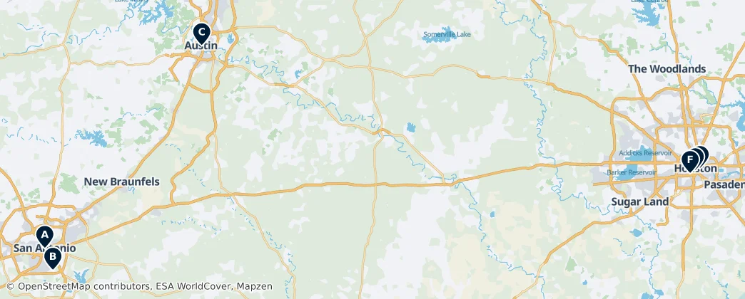 Map of Teksas