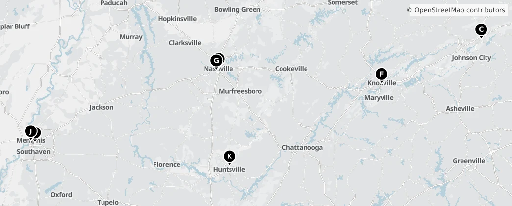 Map of Tennessee