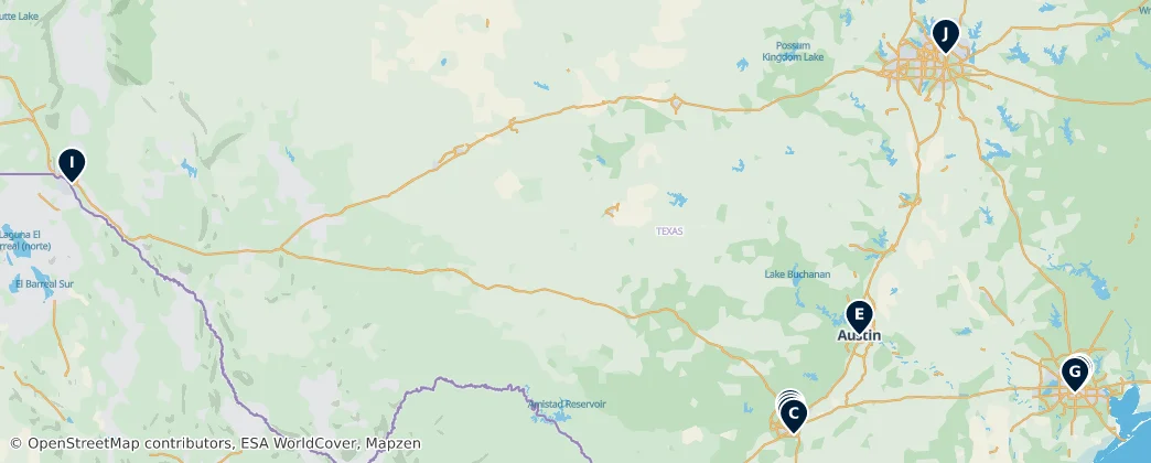 Map of Teksas