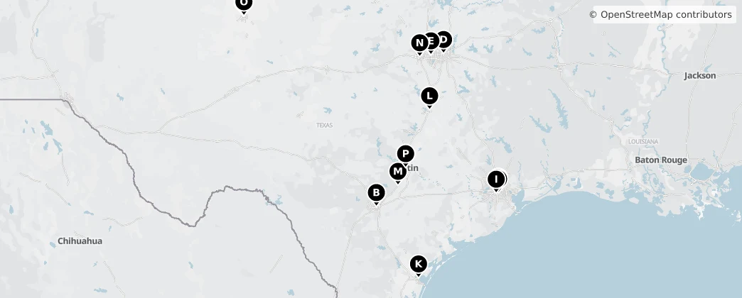 Map of Teksas