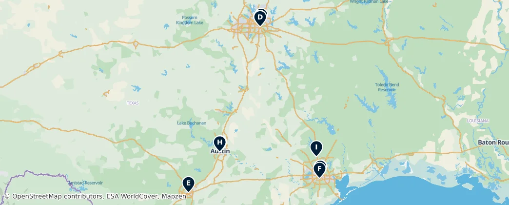 Map of Teksas