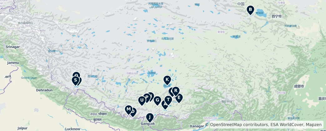 Map of Tibet Özerk Bölgesi