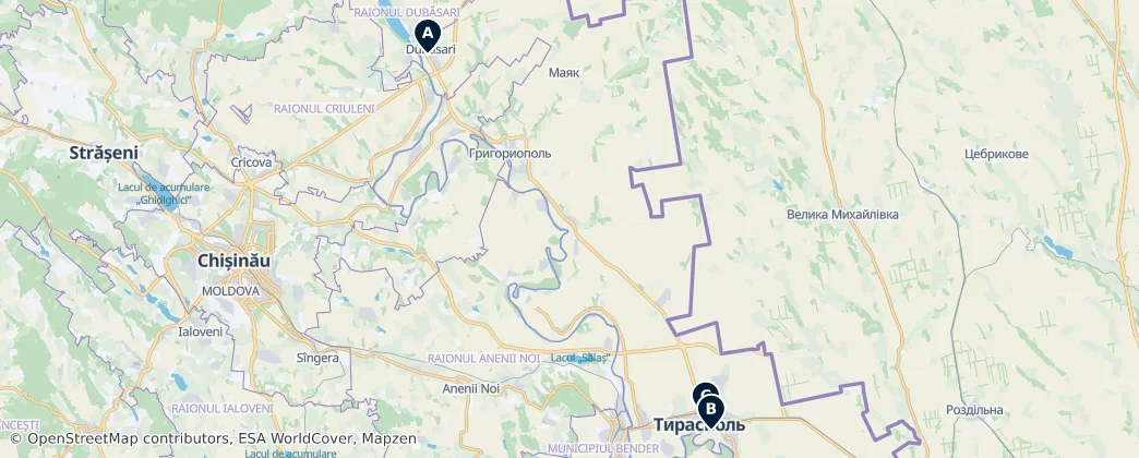 Map of Transnistria autonomous territorial unit