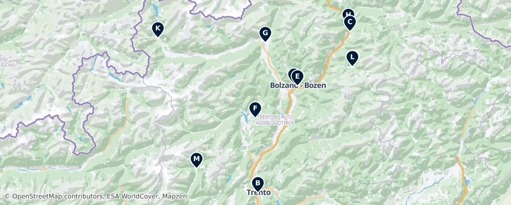 Map of Trentino-Alto Adige/Südtirol