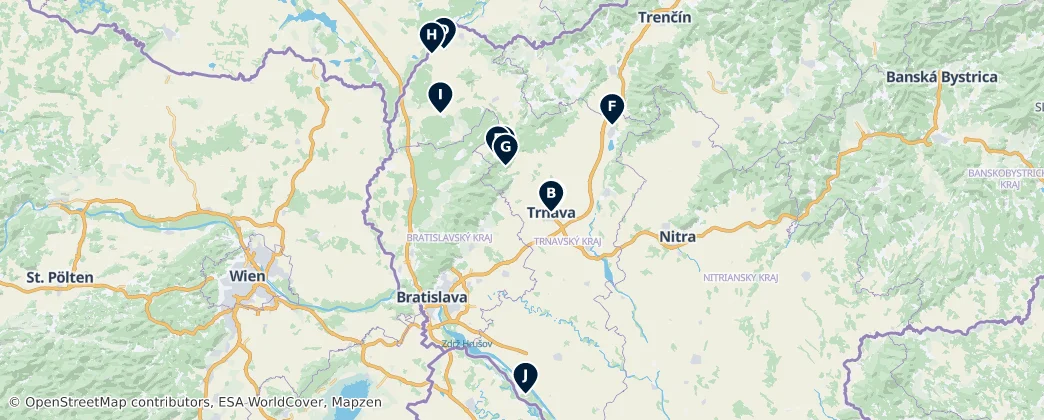 Map of Trnava Bölgesi
