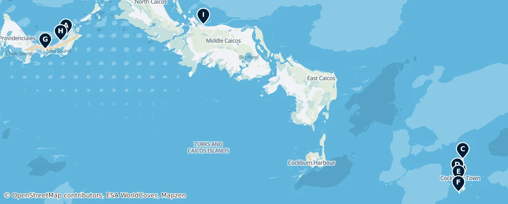 Map of Turks ve Caicos Adaları