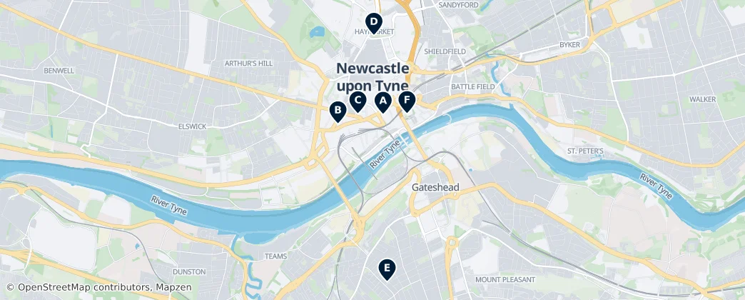Map of Tyne ve Wear