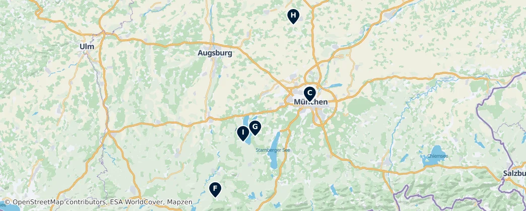 Map of Yukarı Bavyera
