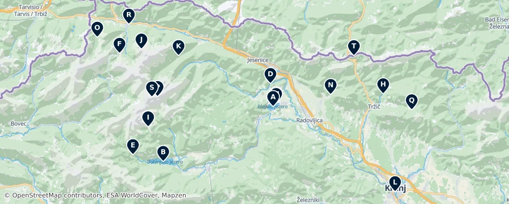Map of Upper Carniola Statistical Region