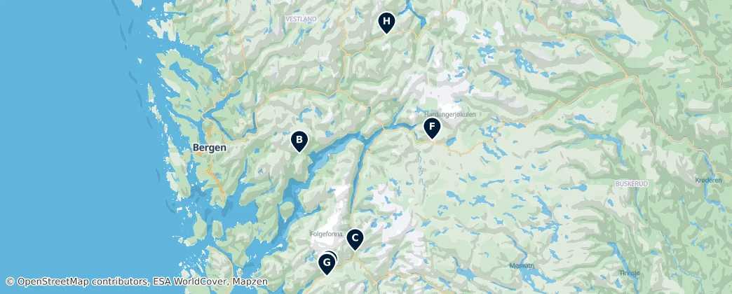 Map of Vestlandet