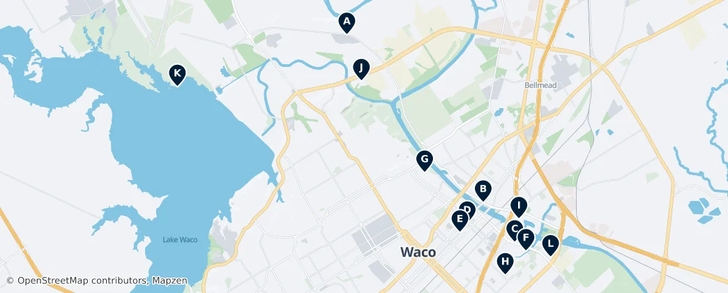 Map of Waco, Teksas