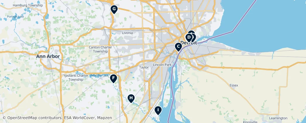 Map of Wayne County, Michigan