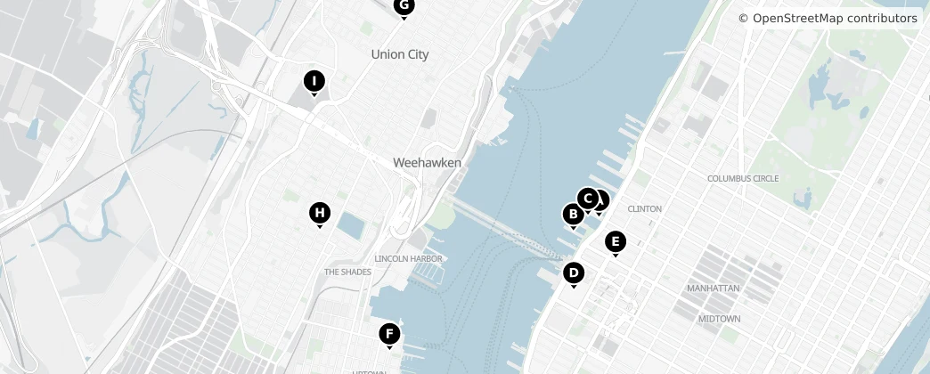 Map of Weehawken, New Jersey