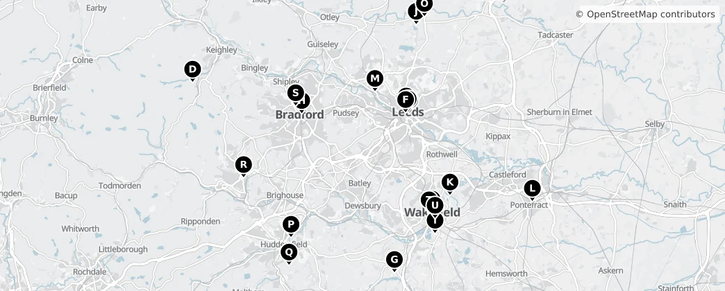 Map of Batı Yorkshire