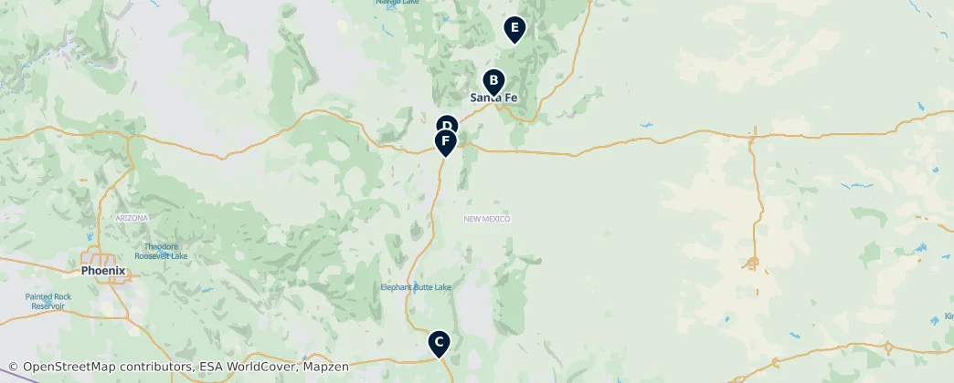 Map of Yeni Meksika