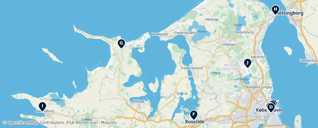 Map of Sjælland