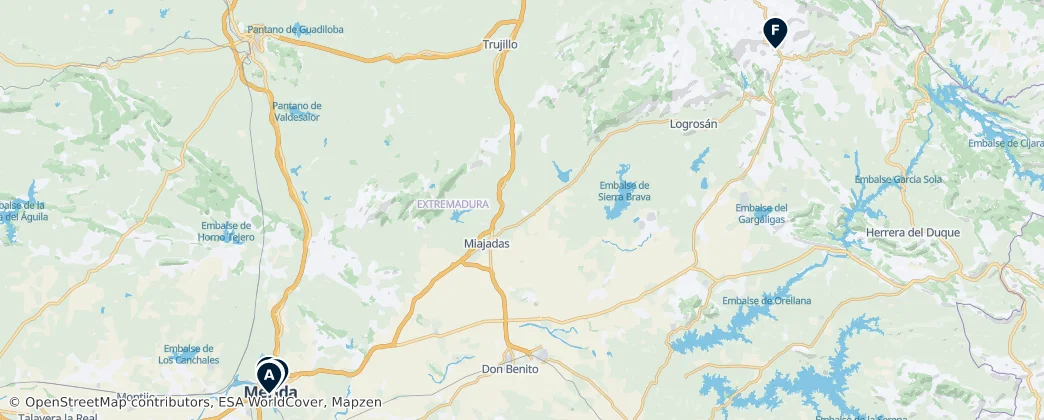 Map of Extremadura