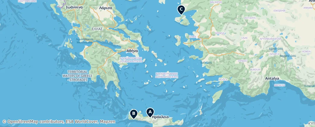 Map of Aegean Sea