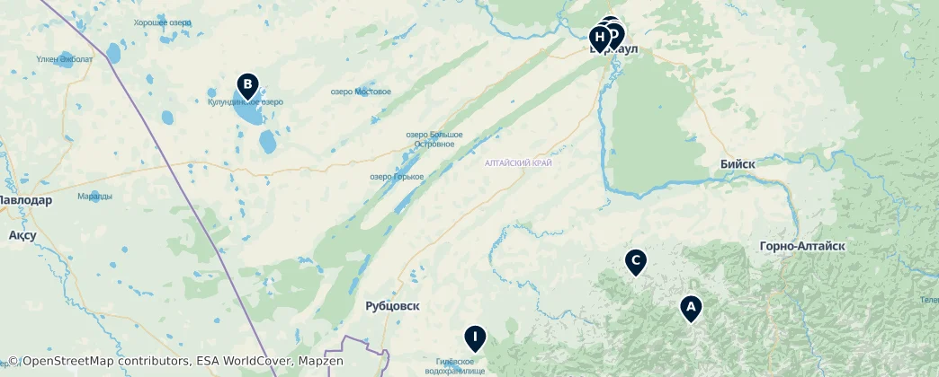 Map of Altai Krai